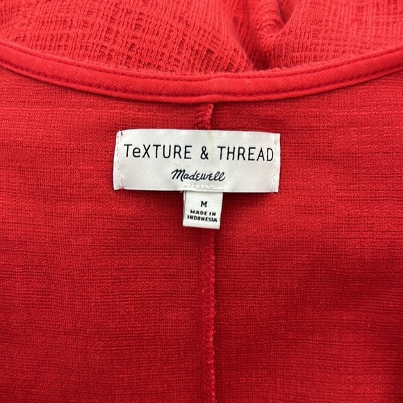Madewell Texture & Thread Crosshatch Side-Tie Red Dress Size M Faux Wrap V Neck - Picture 8 of 9